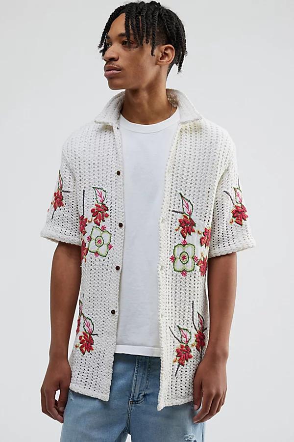 Raga Man Agrim Crochet Button-Down Shirt Top Mens at Urban Outfitters Product Image