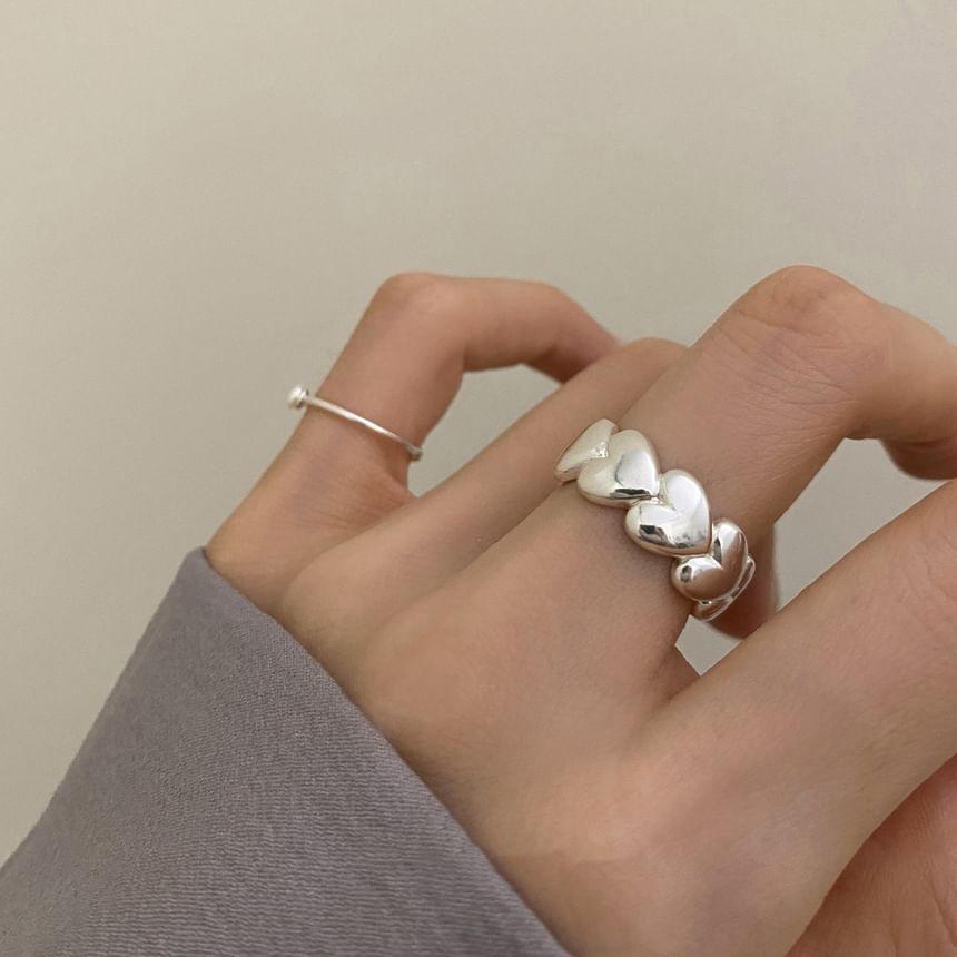 Heart Alloy Ring / Faux Pearl Ring Product Image