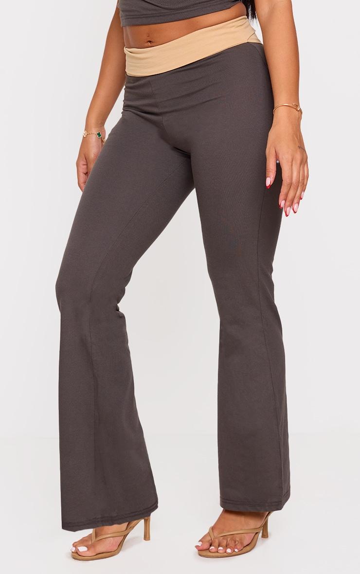 Shape Charcoal Fold Over Contrast Pants Product Image