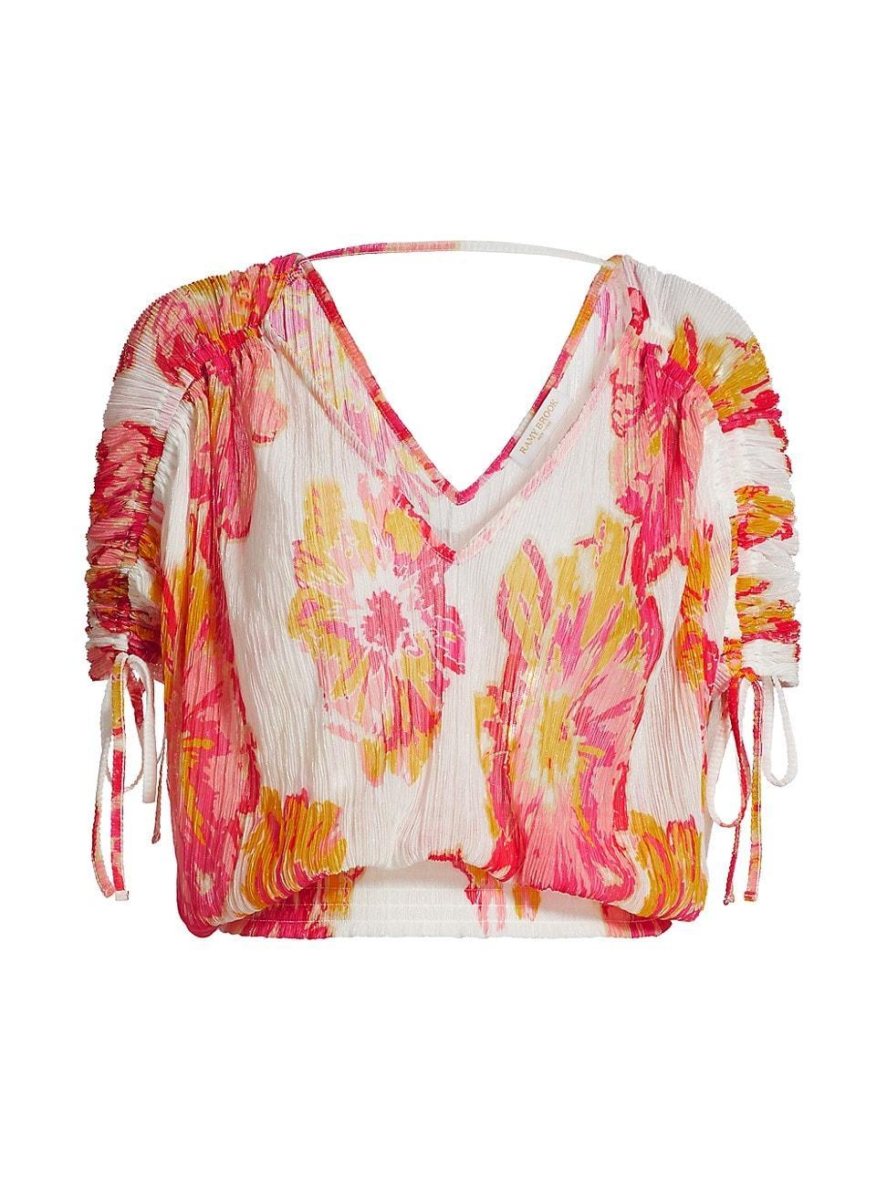 Womens Frances Floral Pliss Drawstring Top Product Image