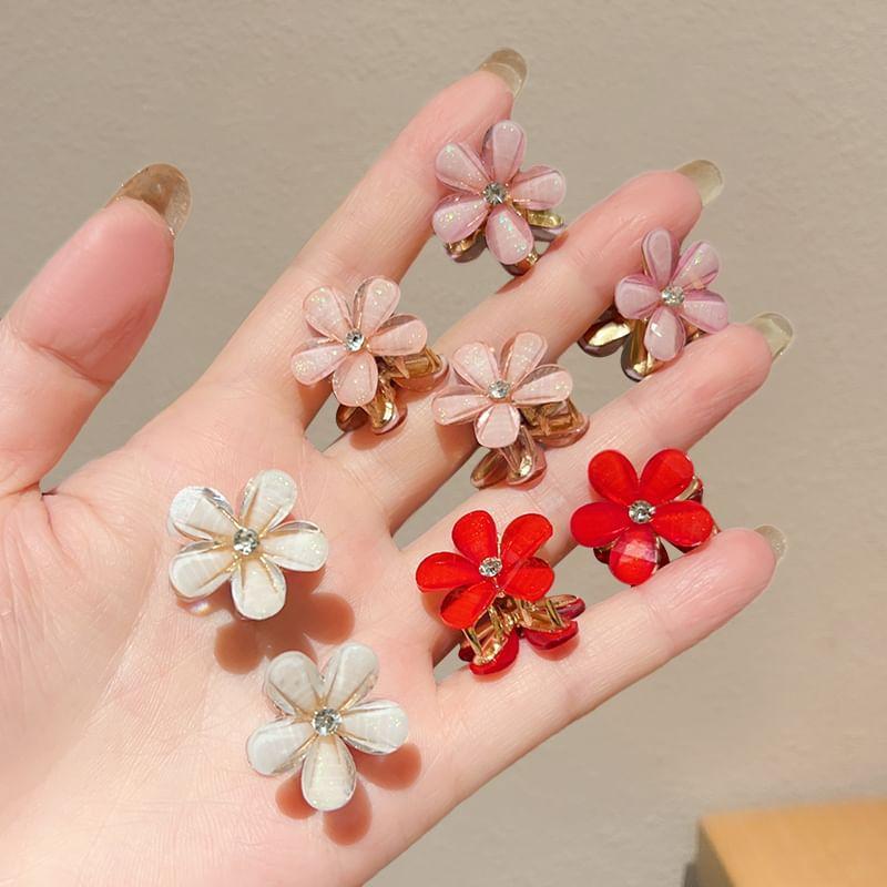 Set of 10: Floral Rhinestone Hair Claw Product Image