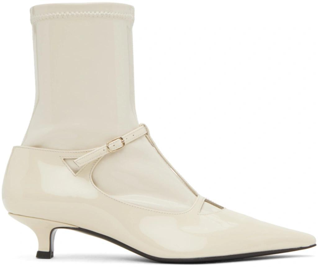 THE ROW Cyd Patent T-strap Booties In Vanilla Product Image