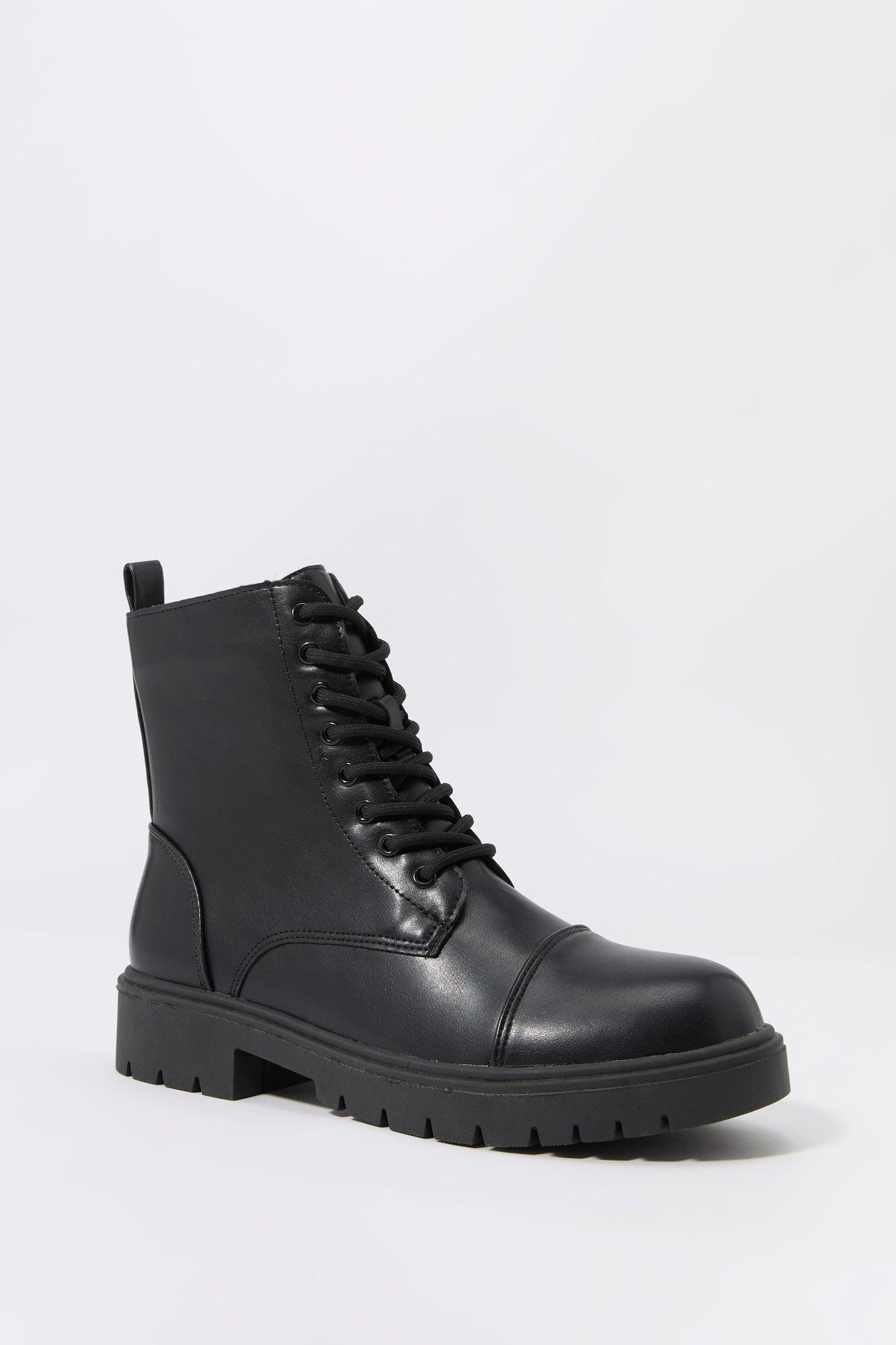 Faux Leather Lace Up Boot Female Product Image