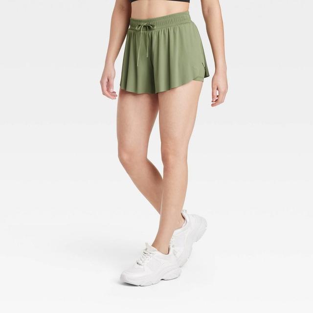 Womens Double Layer Run Shorts 2.5 - JoyLab Olive XL Product Image