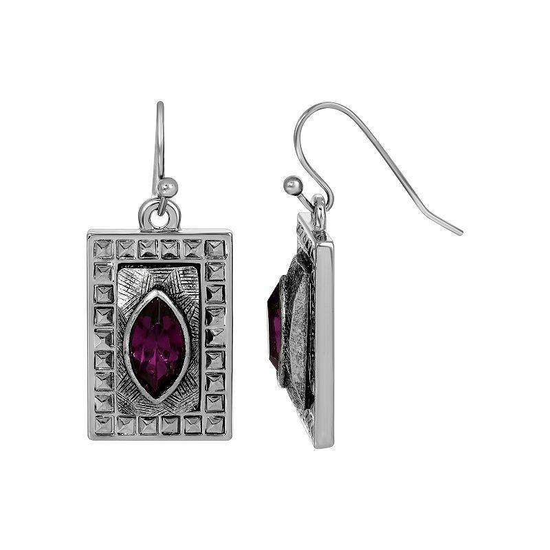 1928 Silver Tone Square Earrings, Womens, Purple Product Image