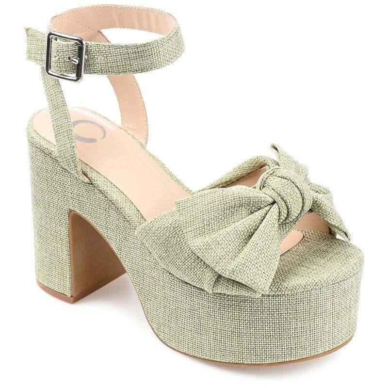 Journee Collection Zenni Womens Tru Comfort Foam Bow Block Heel Sandals Green Product Image