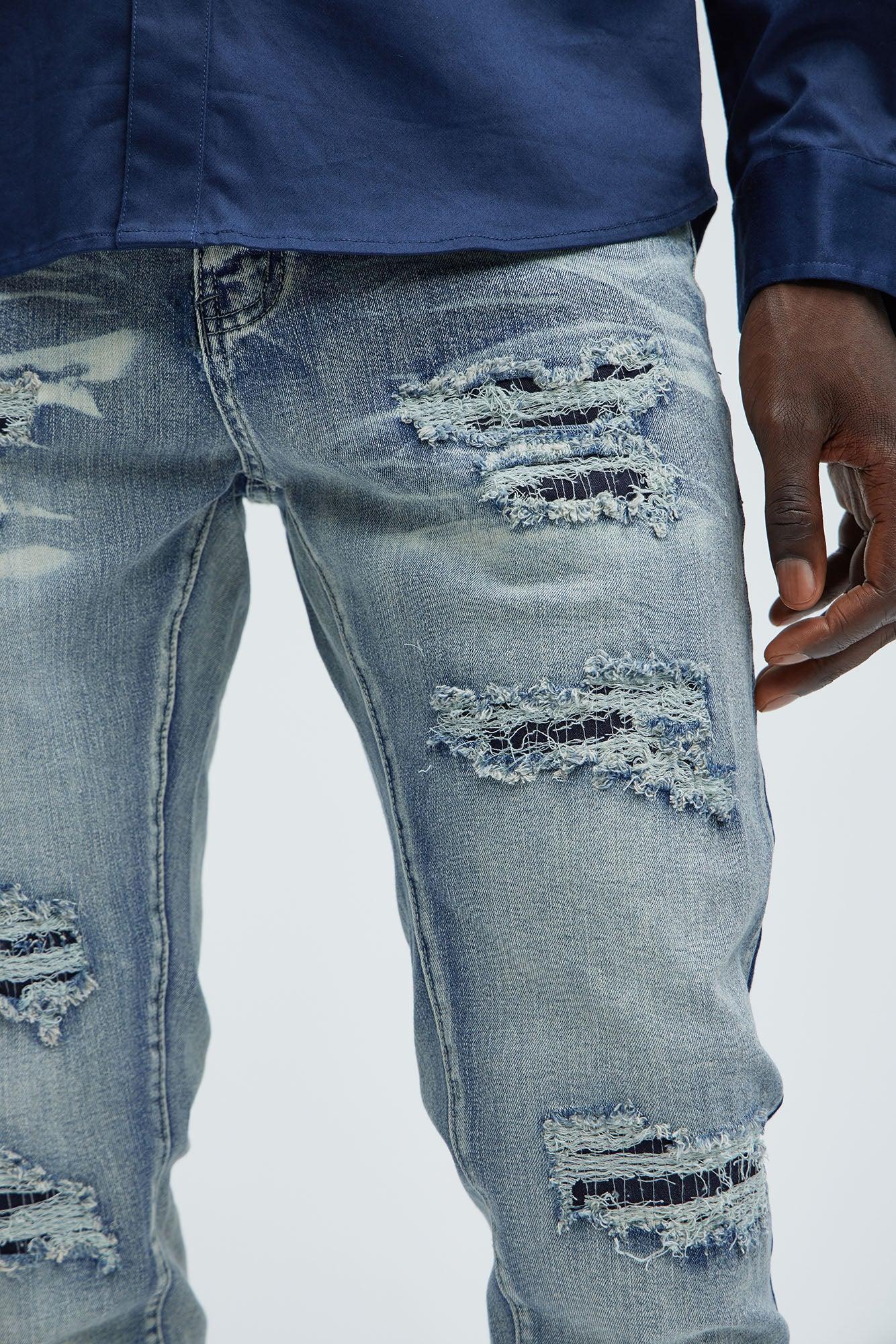 Always Rising Ripped Stacked Skinny Jeans - Medium Blue Wash Product Image