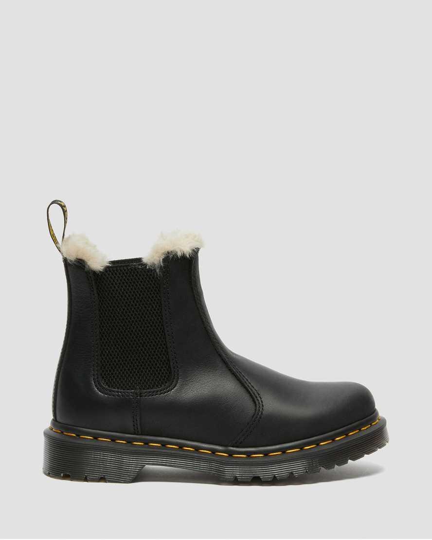 Dr. Martens Womens 2976 Leonore Burnished Faux Fur Block Heel Lug Sole Chelsea Booties Product Image