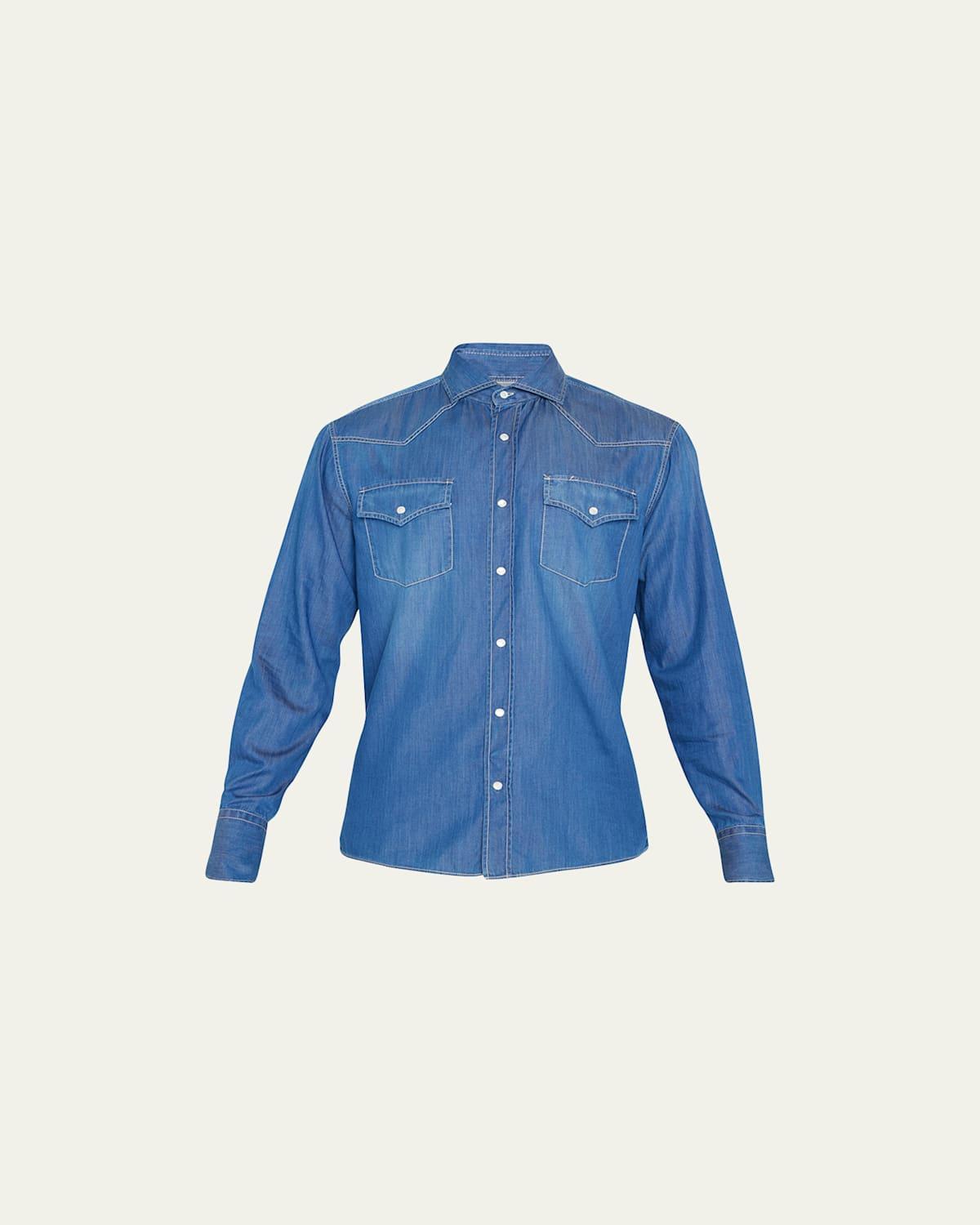 Mens Western Denim Sport Shirt Product Image