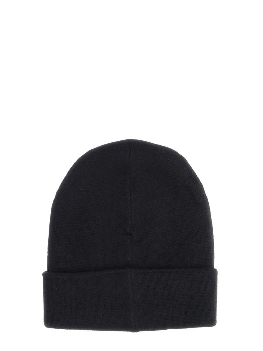 Embroidered Logo Cuffed Cashmere Beanie In Black Product Image