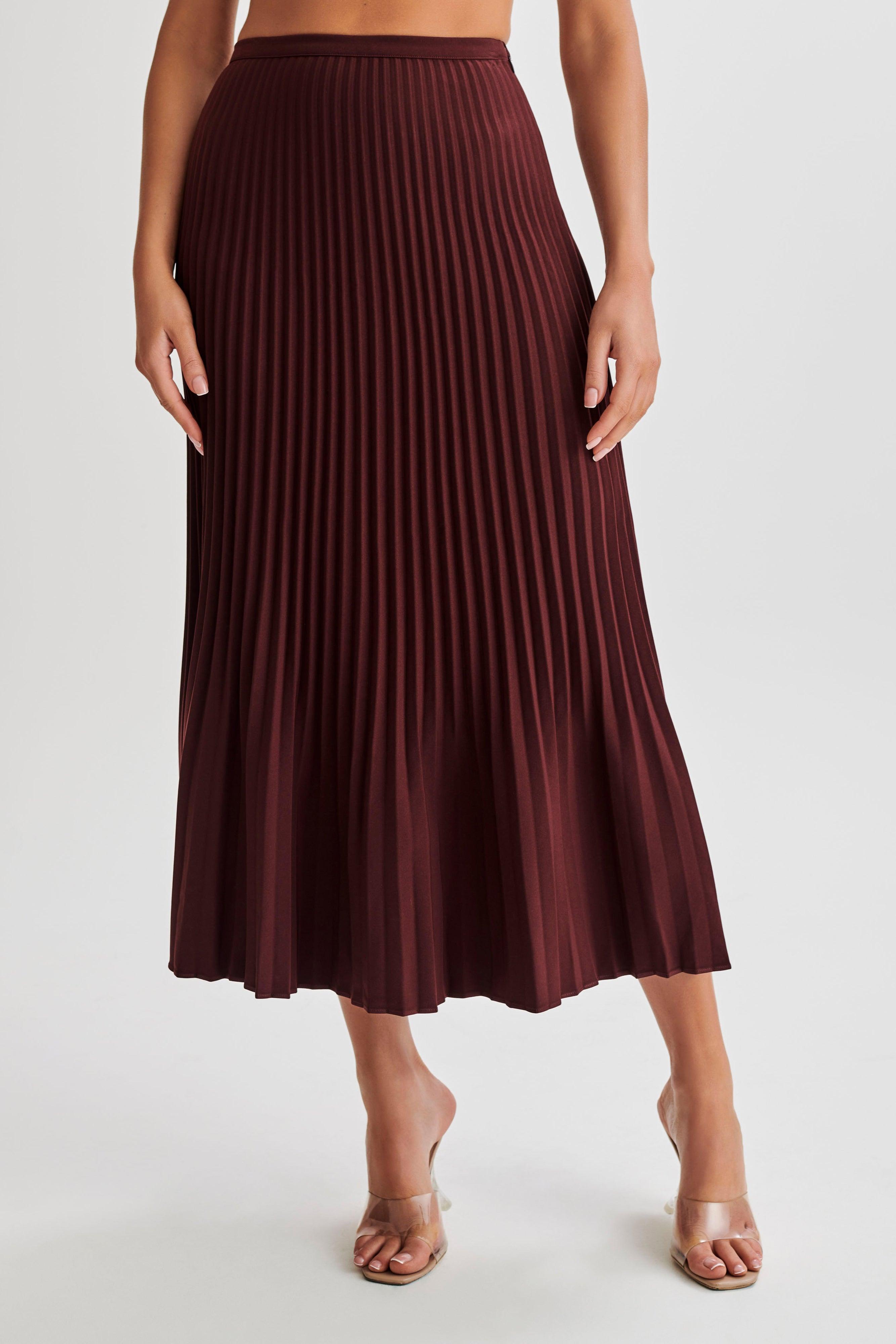 Twyla Pleated Suiting Maxi Skirt - Plum Product Image