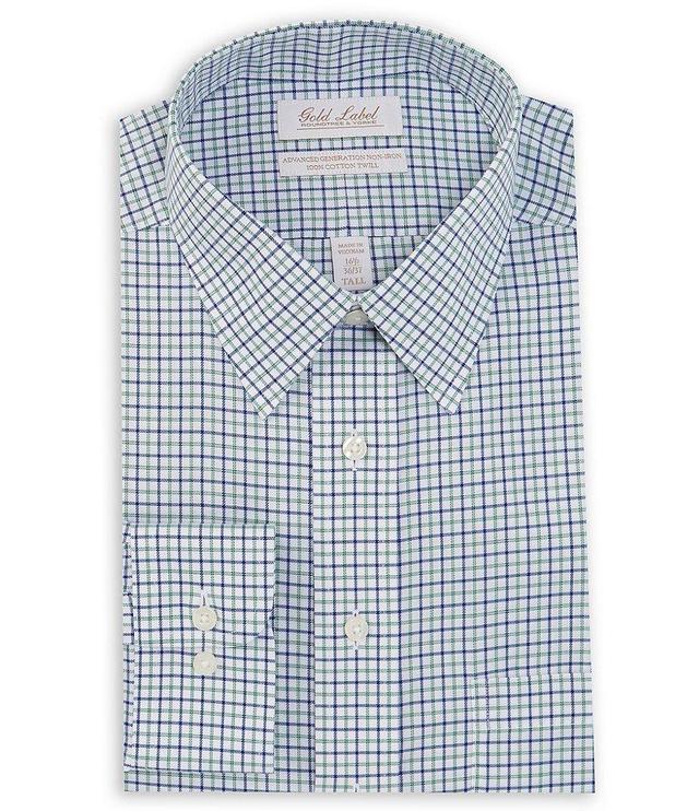 Gold Label Roundtree & Yorke Slim Fit Non-Iron Point Collar Grid Checked Dress Shirt Product Image