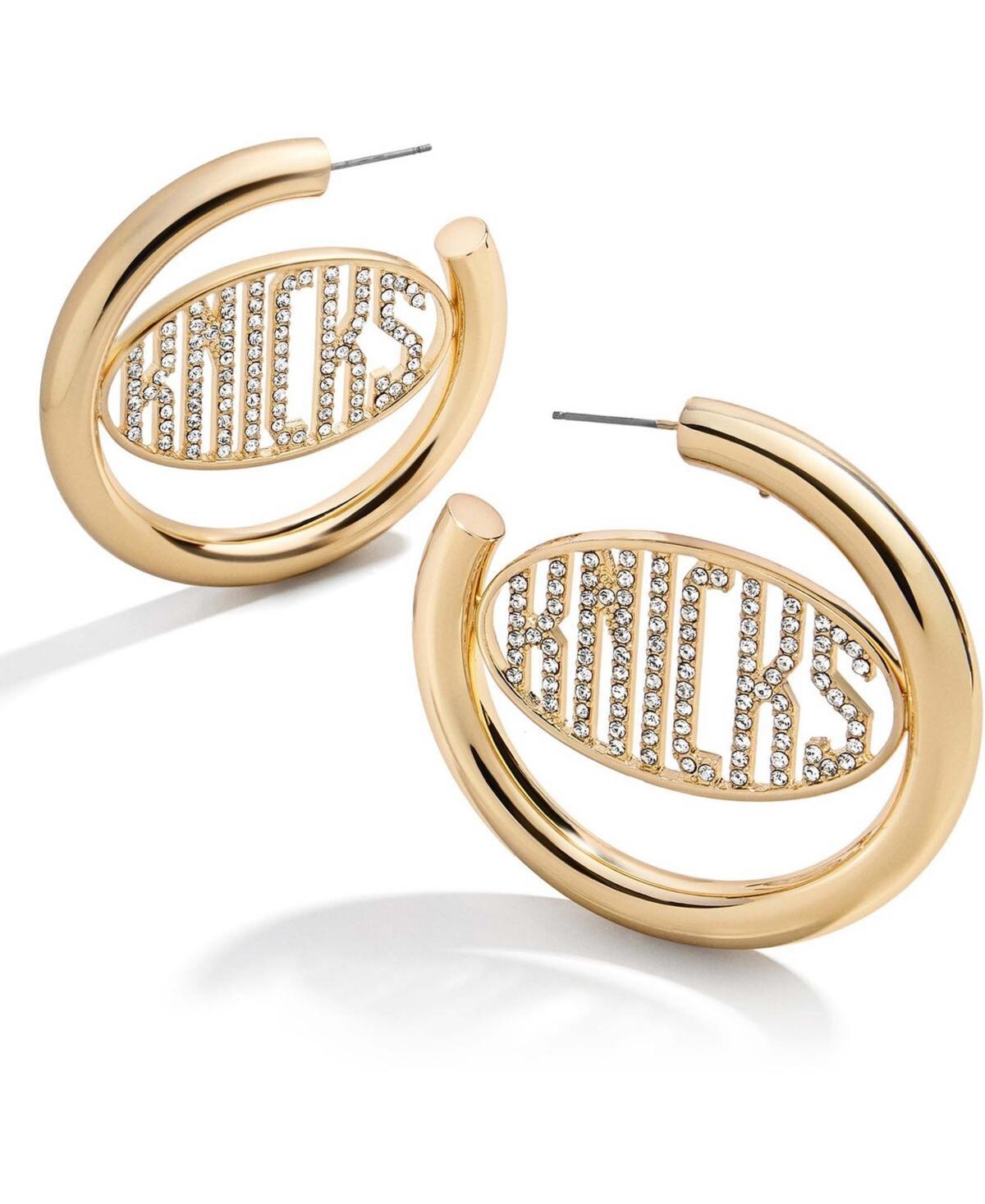 Womens Gold-Tone New York Knicks Logo Hoop Earrings Product Image