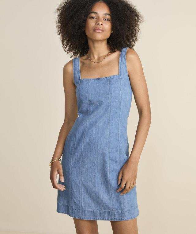 Chambray Square Neck Shift Dress Product Image