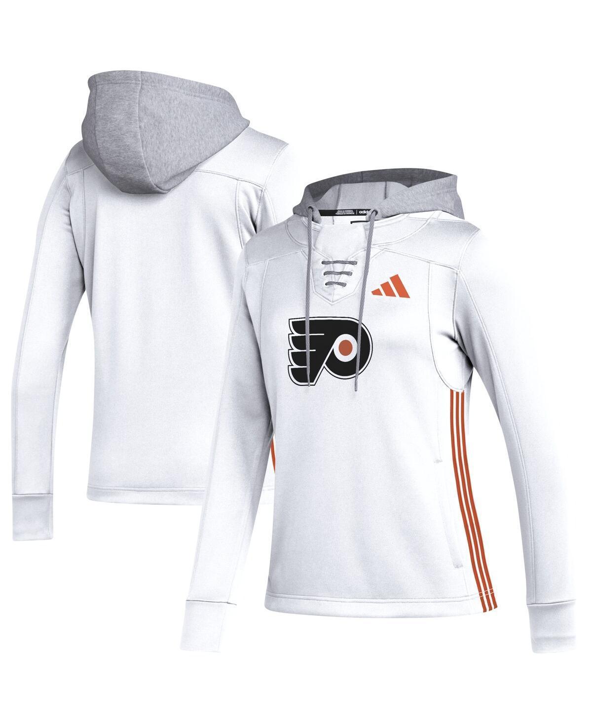 Womens adidas White Philadelphia Flyers Refresh Skate Lace Aeroready Pullover Hoodie Product Image