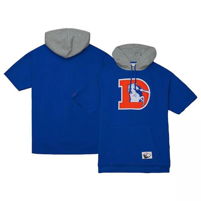 Mens Mitchell & Ness Royal Denver Broncos Postgame Short Sleeve Hoodie Product Image