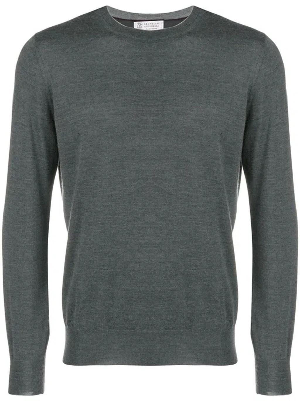 BRUNELLO CUCINELLI Cashmere Silk Crew Neck Sweater In Grey Product Image