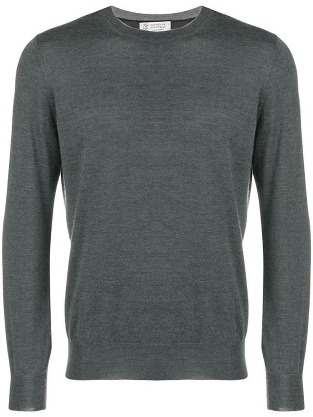 BRUNELLO CUCINELLI Cashmere Silk Crew Neck Sweater In Grey Product Image