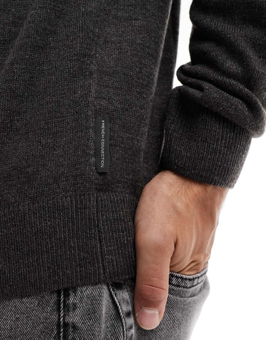 French Connection soft touch crew neck sweater in charcoal melange Product Image