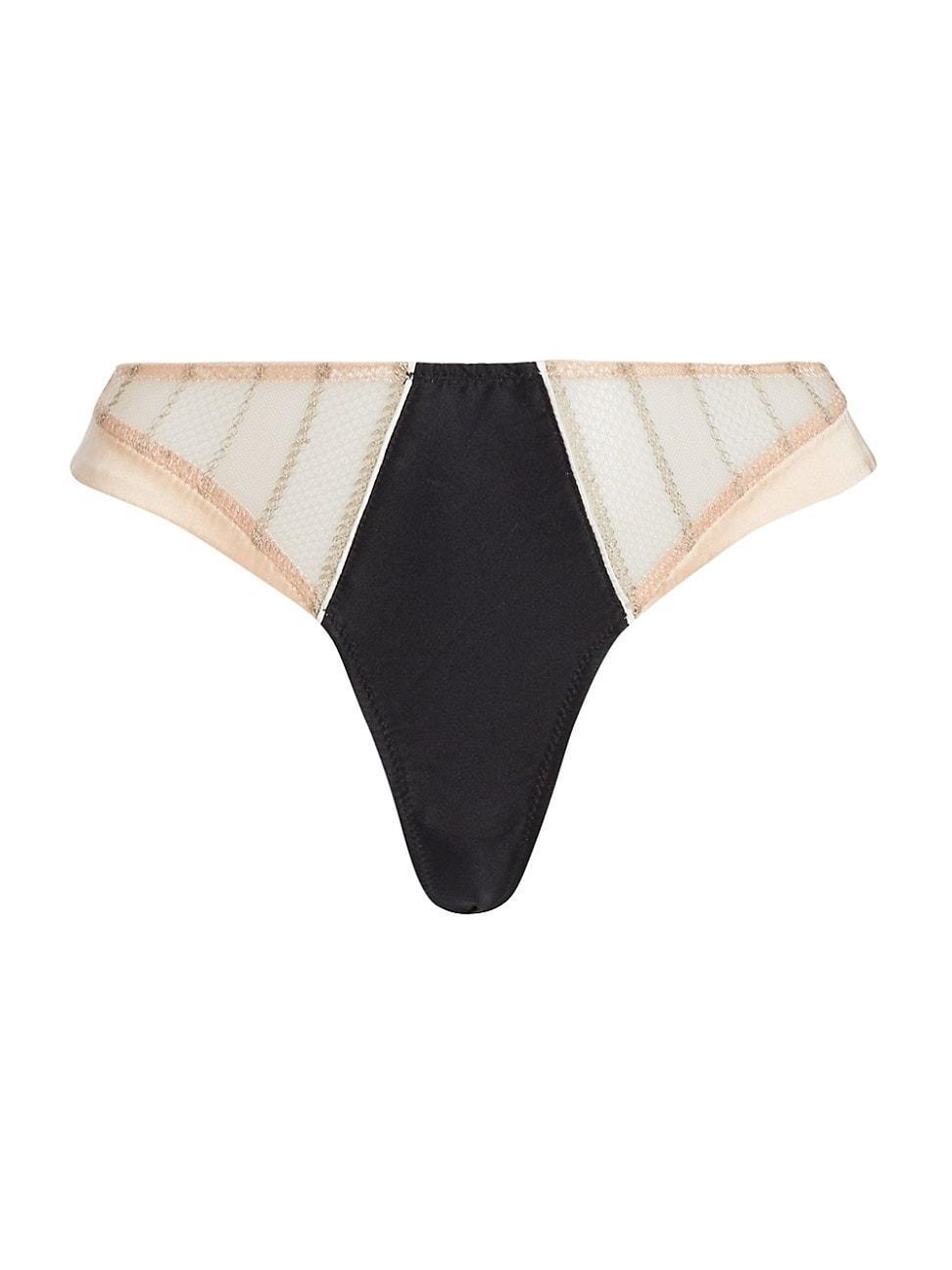 Womens Muse Satin & Mesh Thong Product Image