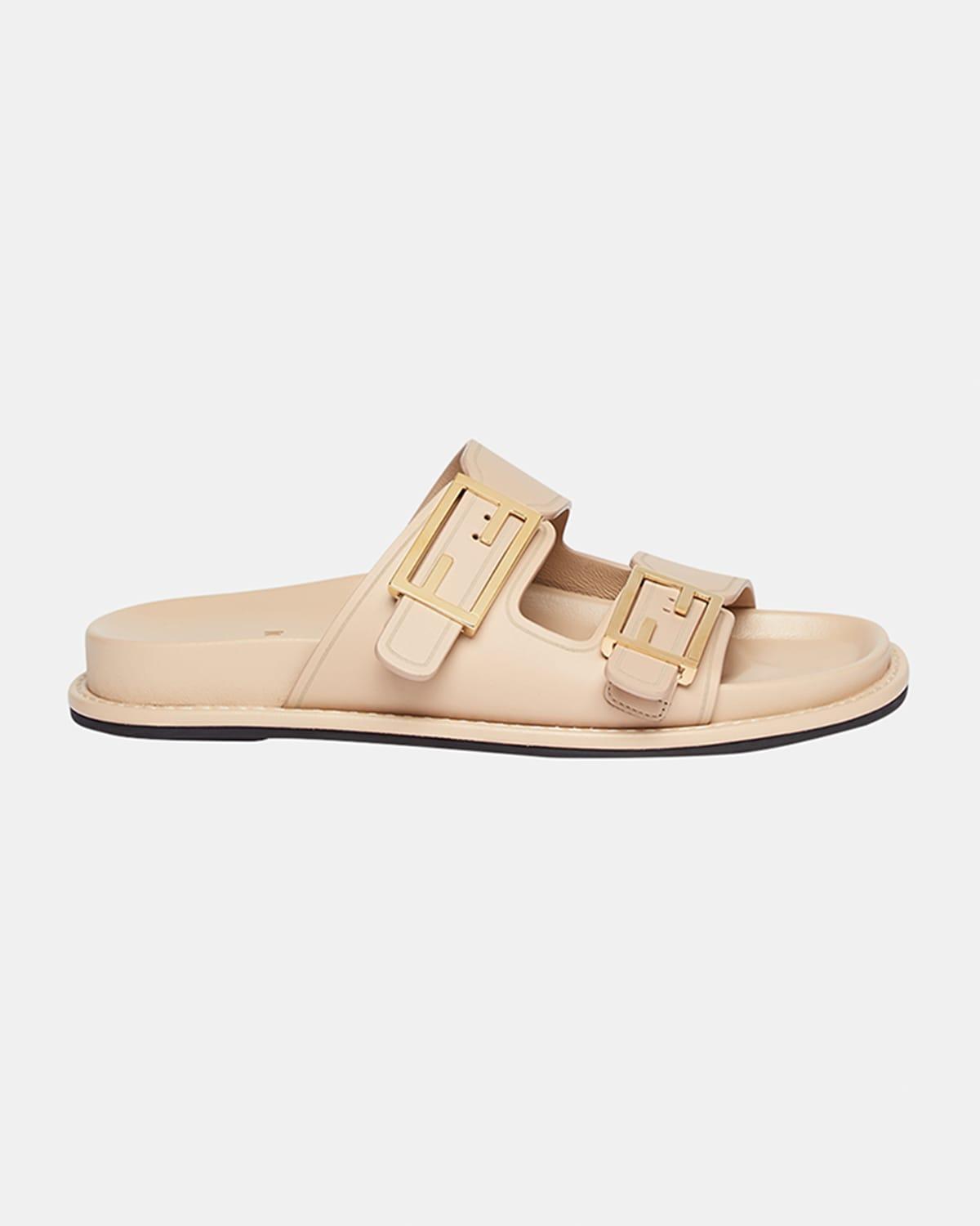 Womens Fendi Feel Buckle Leather Slides Product Image