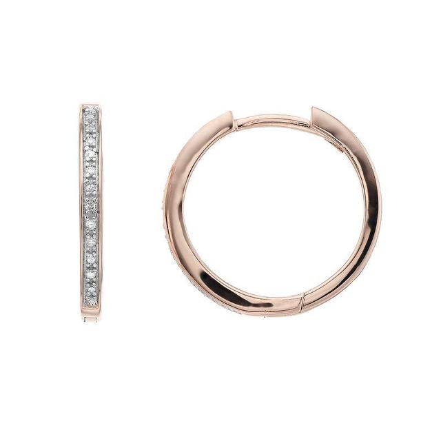 Gold Over Sterling Silver 1/10 Carat T.W. Diamond Hoop Earrings, Womens, Pink Tone Product Image