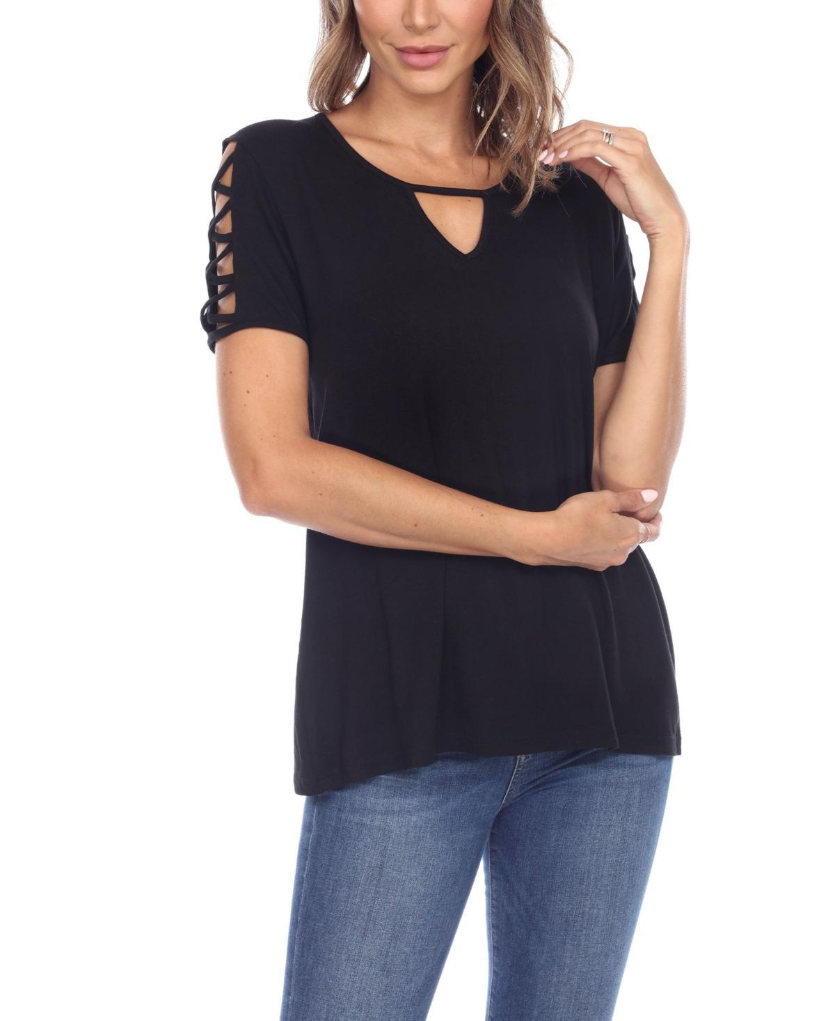 Womens Keyhole Neck Cutout Short Sleeve Top product image