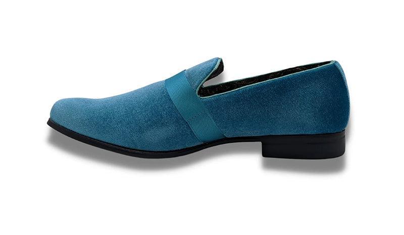 (Size 10½) Aqua Solid Velvet Loafer Product Image