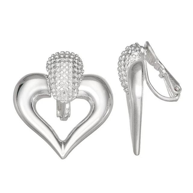 Napier Silver Tone Beaded Heart Drop Earrings, Womens Product Image