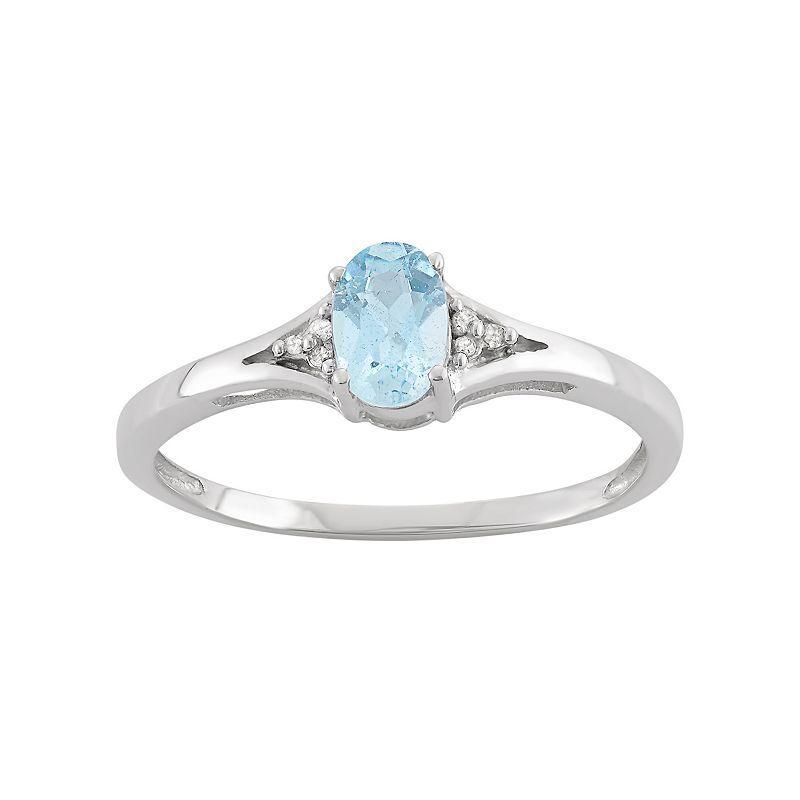 Jewelexcess Sky Blue Topaz & Diamond Accent Sterling Silver Ring, Womens Product Image