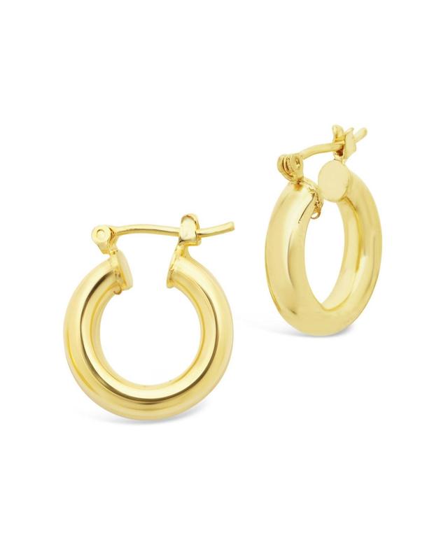 Womens Chunky Tube Gold Plated Hoop Earrings, 75 Product Image