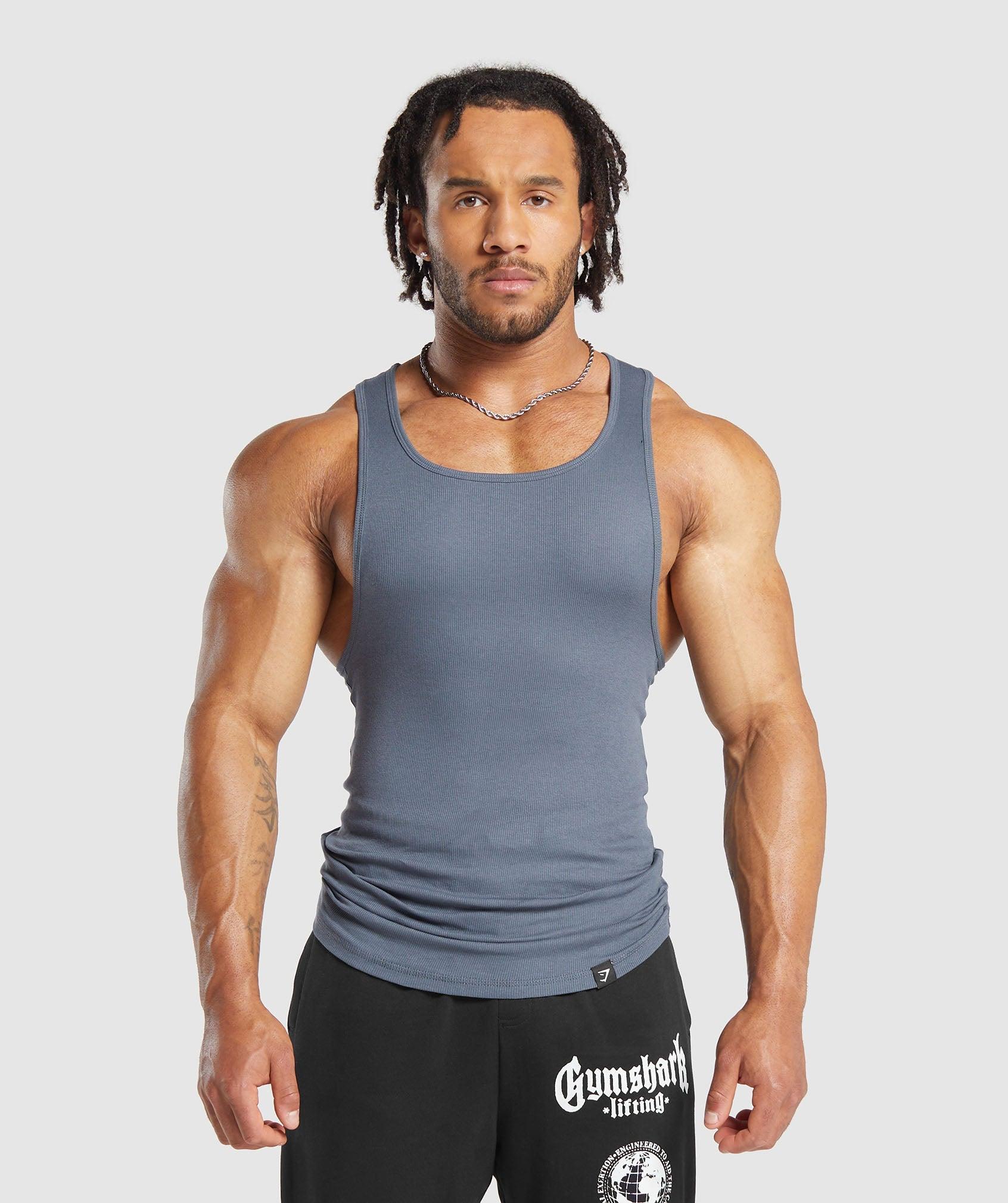 Gymshark Ribbed Tank 1PK - Iron Blue Male Product Image