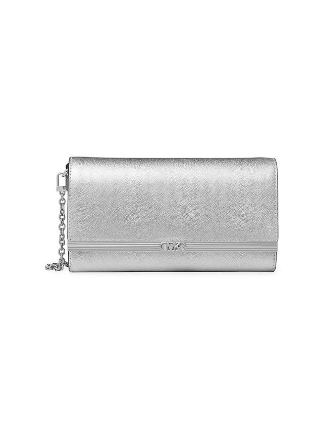 Womens Large Mona Metallic Saffiano Leather Clutch Product Image