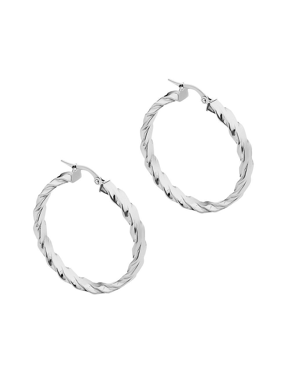 Womens 14K White Solid Gold In Vogue Bold Hoops Product Image