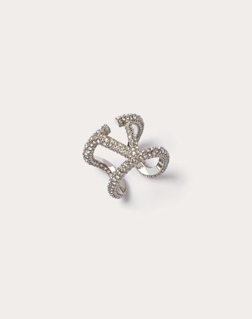 VLOGO SIGNATURE RING IN METAL AND SWAROVSKI® CRYSTALS  Product Image