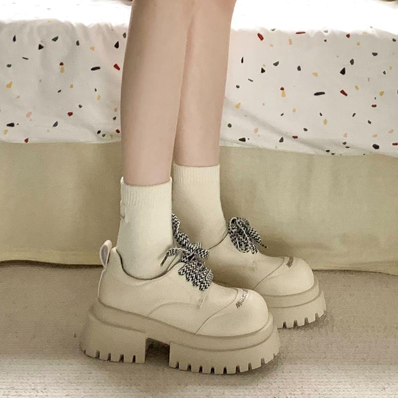 Platform Chunky Heel Lace-Up Shoes product image