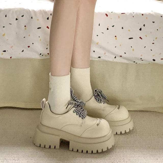 Platform Chunky Heel Lace-Up Shoes Product Image