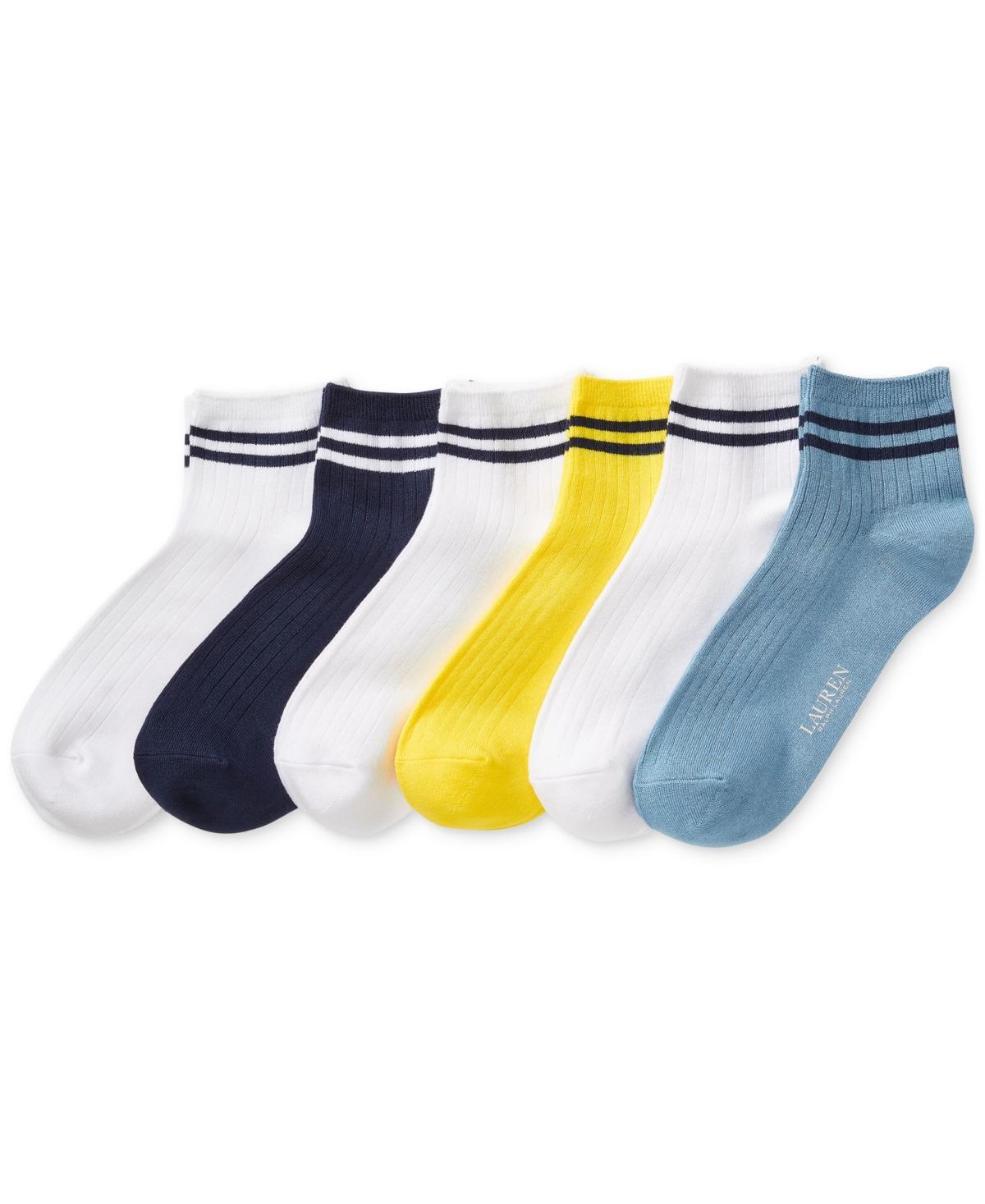 Lauren Ralph Lauren Womens 6-Pk. Ribbed Striped Cuff Ankle Socks Product Image