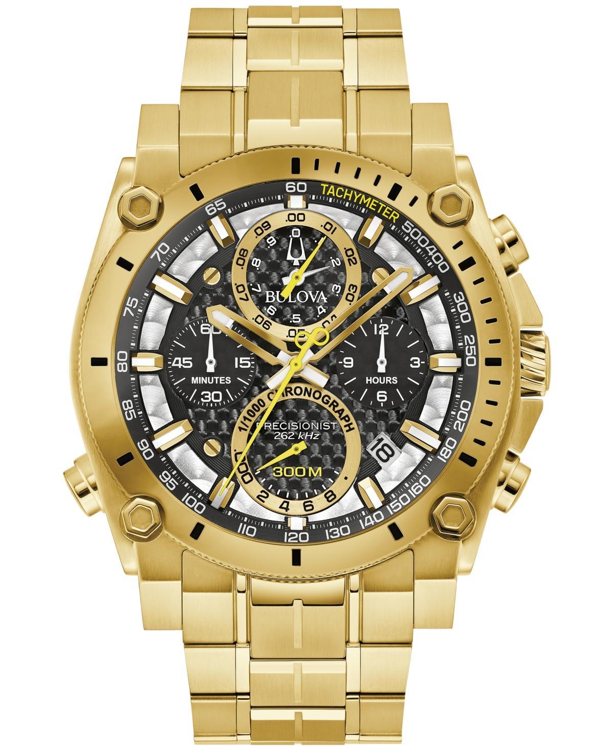 Bulova Mens Chronograph Precisionist Icon Gold-Tone Stainless Steel Bracelet Watch 47mm - Gold-tone Product Image