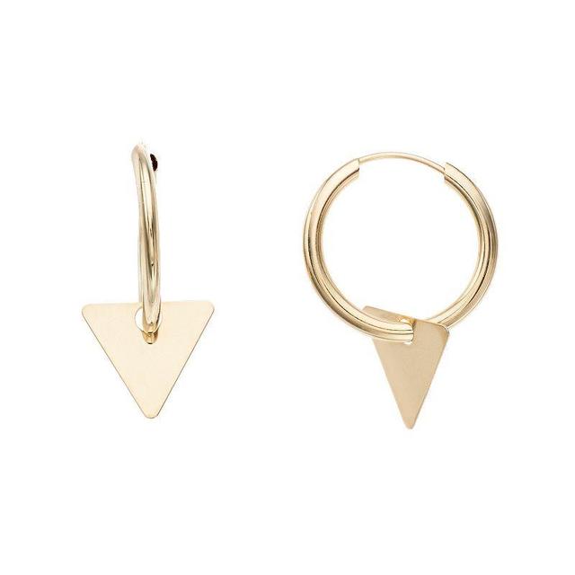 14k Gold Endless Hoop Triangle Earrings, Womens Product Image