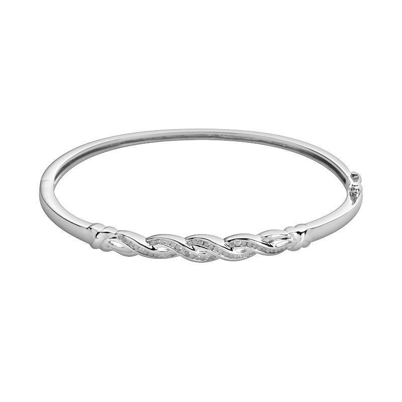 Sterling Silver 1/4-ct. T.W. Diamond Infinity Bangle Bracelet, Womens Product Image