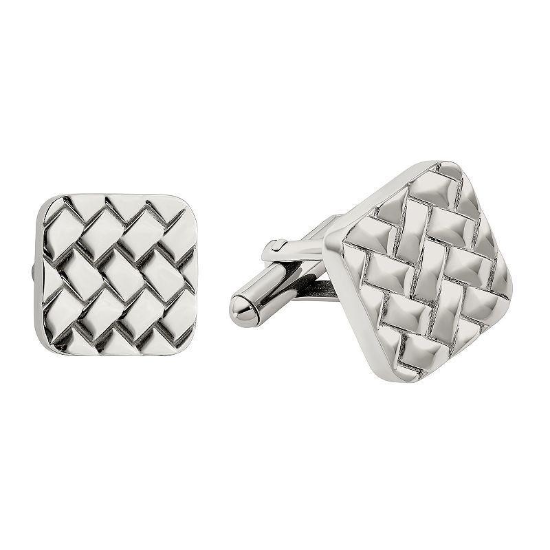 Mens Steel Polished Weave Design Cufflinks Product Image