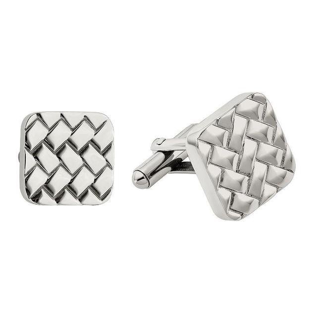 Mens Steel Polished Weave Design Cufflinks Product Image