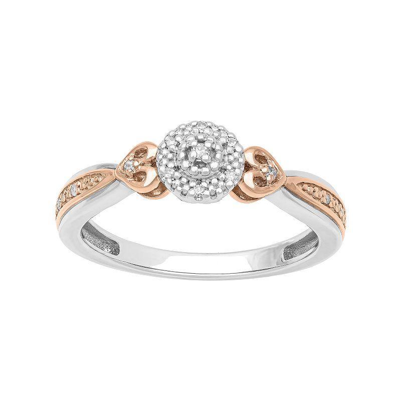 Love Always 18k Rose Gold Over Sterling Silver Diamond Accent Heart Promise Ring, Womens Two Tone Product Image