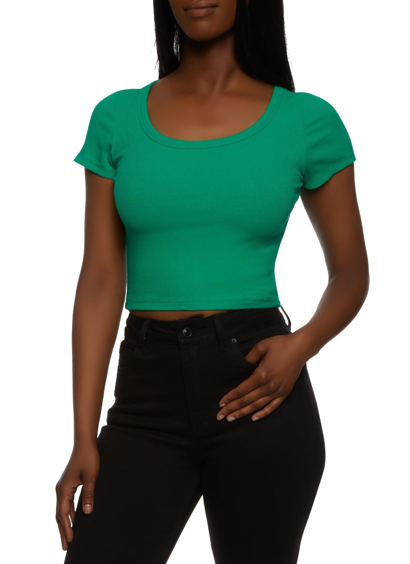 Womens Rib Knit Scoop Neck Crop Top product image