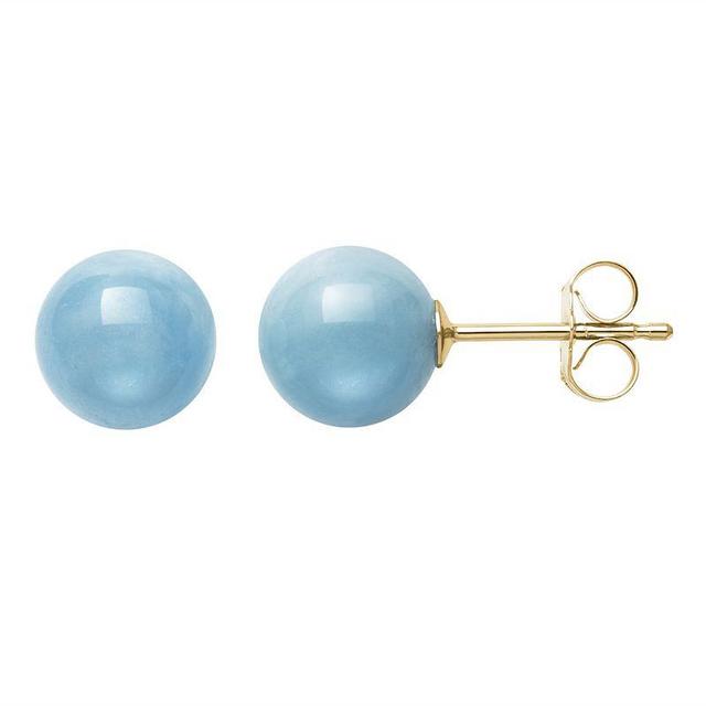 14k Gold Milky Aquamarine Stud Earrings, Womens Product Image