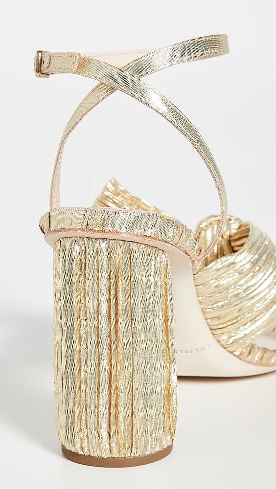 Loeffler Randall Camellia Gold Pleated Bow Heel with Ankle Strap | Shopbop Product Image