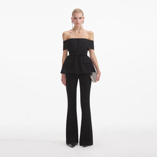 Black Crepe Off Shoulder Jumpsuit Product Image