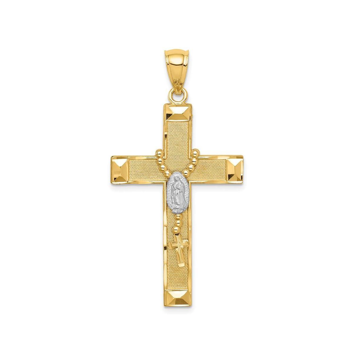 14K Yellow Gold Cross Rosary Pendant for Women Product Image