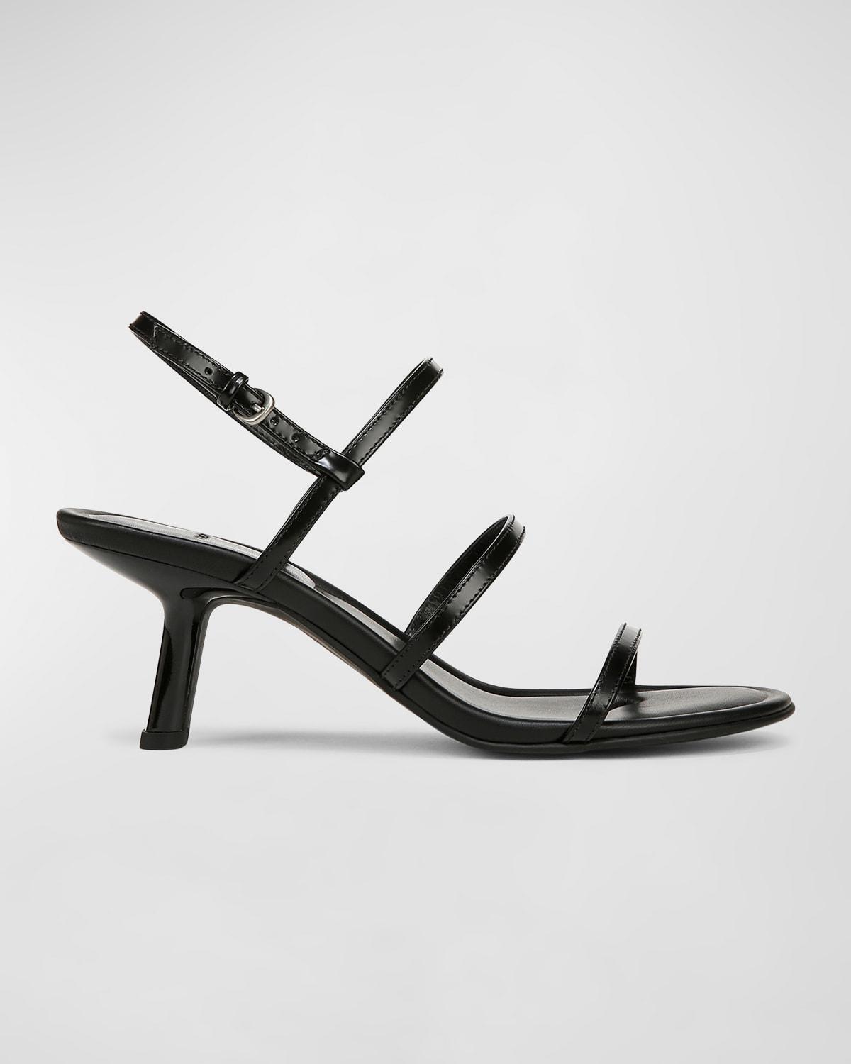 Josie Leather Slingback Sandals In Black Leather Product Image